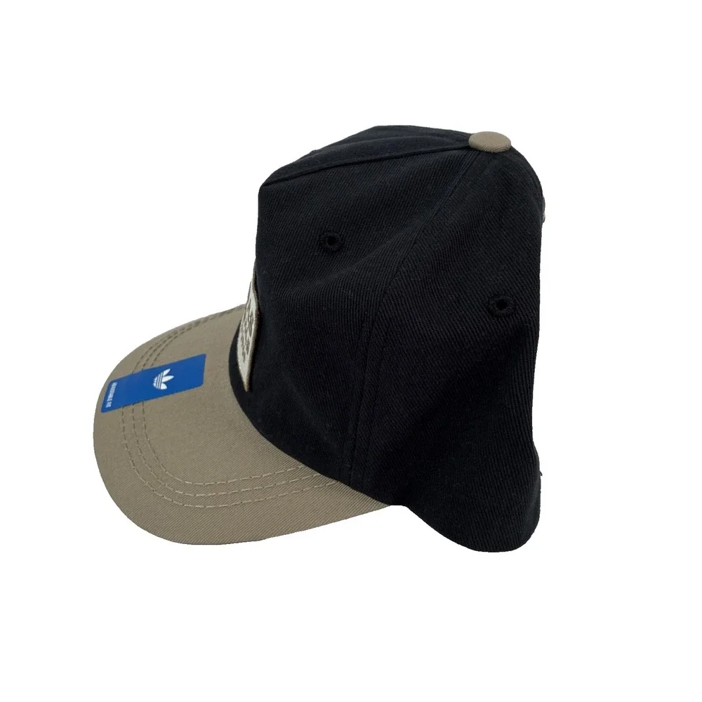 New Adidas Originals Snapback Hat Black Khaki Adjustable Cap Trefoil Logo NWT